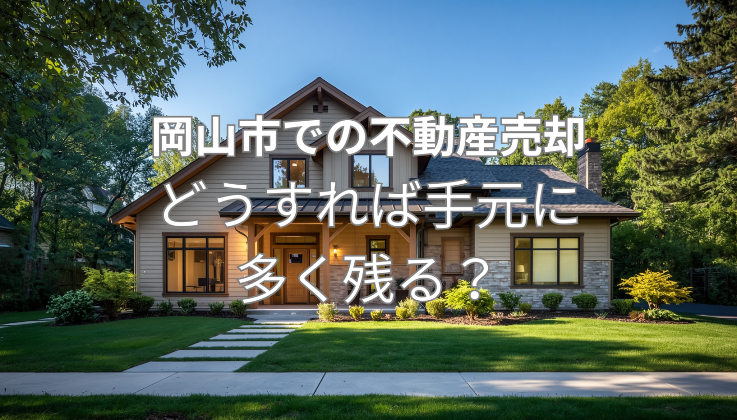 岡山市での不動産売却
どうすれば手元に多く残る?
というテキストが添えられています
